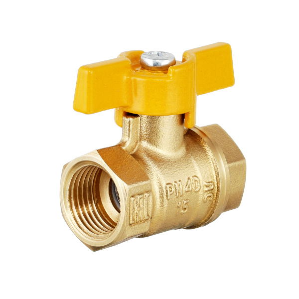 Кран шаровый латунныйБАЗ  11б27п газ ВР/ВР Ду 15 (1/2") Ру 40 бабочка  от производителя "Рускон"